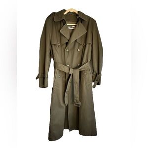WINDSOR CLUB LONDON FOG Men's Olive VINTAGE Trench RAIN Coat SZ 38 Reg